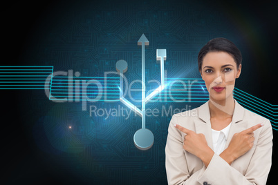 Composite image of charismatic businesswoman with her arms cross