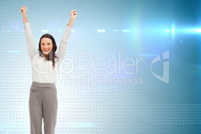 Composite image of cheerful businesswoman