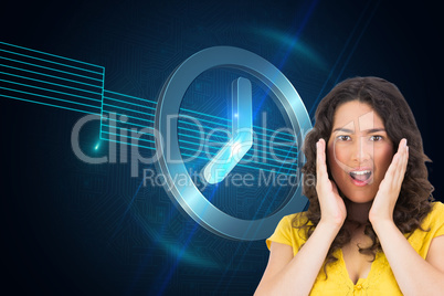 Composite image of disgusted casual young woman posing