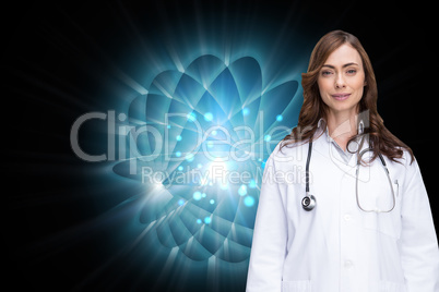 Composite image of happy doctor looking at camera