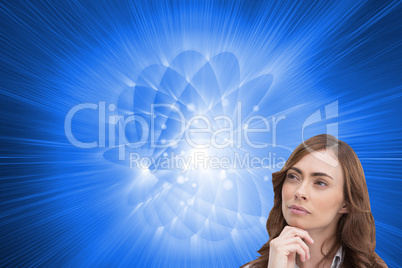 Composite image of thoughtful doctor looking away