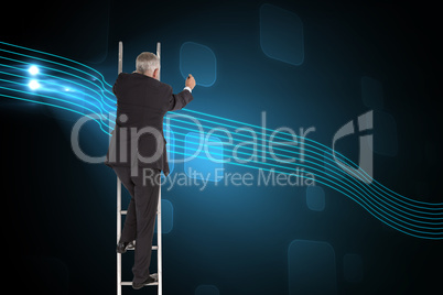 Composite image of mature businessman climbing career ladder