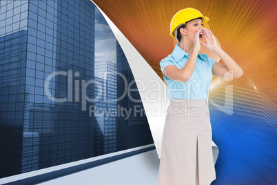 Composite image of attractive architect shouting