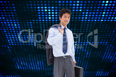 Composite image of portrait of a businessman holding a briefcase