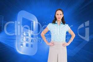 Composite image of serious stylish businesswoman posing