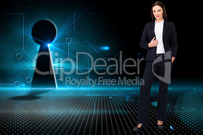 Composite image of portrait of a confident businesswoman standin