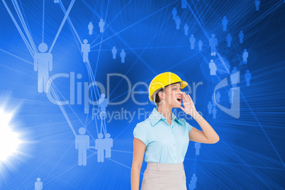 Composite image of attractive architect yelling Composite image of attractive architect yelling