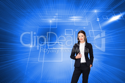 Composite image of portrait of a confident businesswoman standin