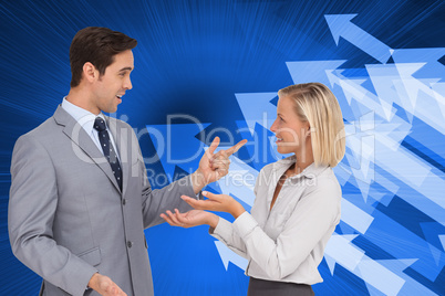 Composite image of business people meet each other