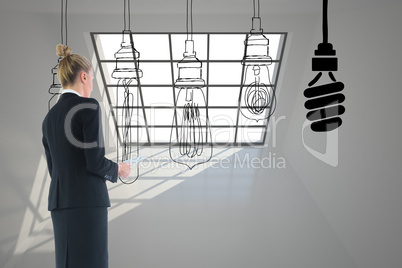 Composite image of businesswoman holding new tablet Composite image of businesswoman holding new tablet