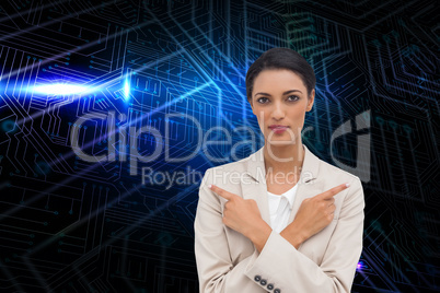 Composite image of charismatic businesswoman with her arms cross