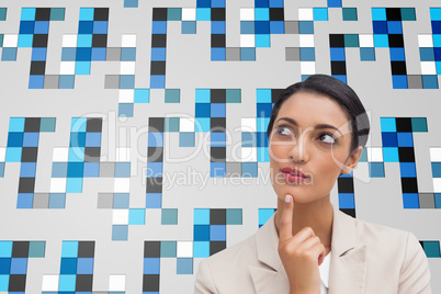 Composite image of smiling businesswoman thinking