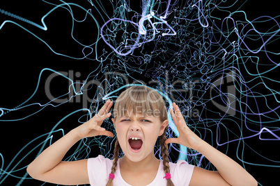 Composite image of crazy little girl