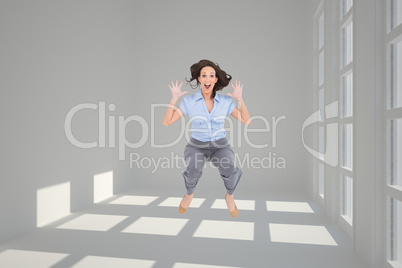 Composite image of cheerful classy businesswoman having fun