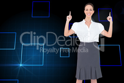 Composite image of smiling gorgeous businesswoman posing