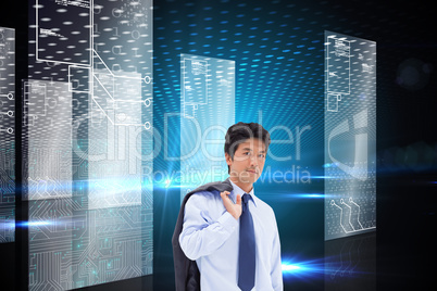 Composite image of portrait of a businessman holding a briefcase