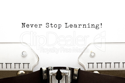 never stop learning typewriter
