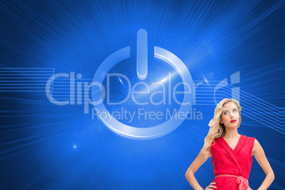 Composite image of elegant blonde standing hands on hips