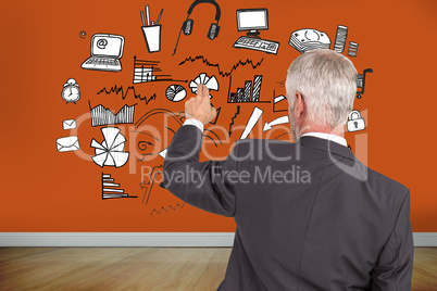 Composite image of rear view of stylish mature businessman point