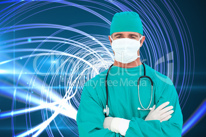 Composite image of portrait of an ambitious surgeon