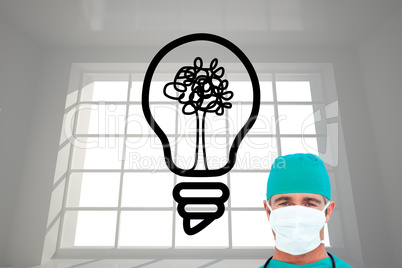 Composite image of portrait of an ambitious surgeon