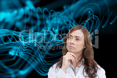 Composite image of thoughtful doctor looking away