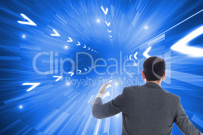 Composite image of businessman catching