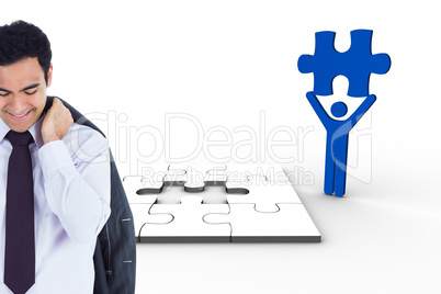 Composite image of smiling businessman standing