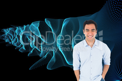 Composite image of smiling casual man standing