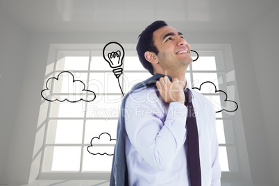 Composite image of smiling businessman standing