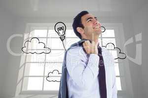 Composite image of smiling businessman standing