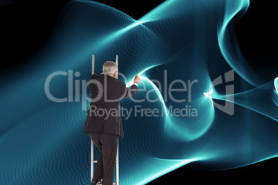 Composite image of mature businessman climbing career ladder