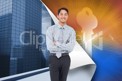 Composite image of smiling asian businessman