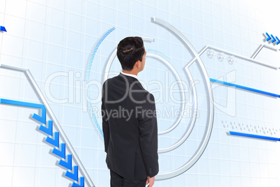 Composite image of businessman turning his back to camera