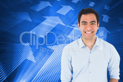 Composite image of smiling casual man standing