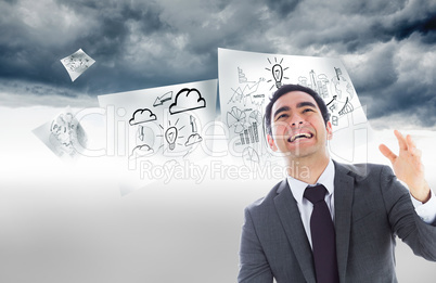 Composite image of stressed businessman catching Composite image of stressed businessman catching