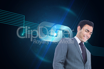 Composite image of smiling businessman standing