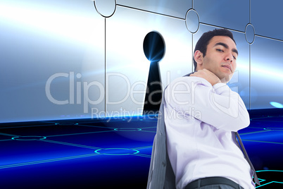 Composite image of unsmiling businessman standing