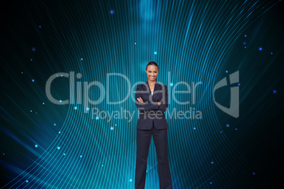 Composite image of isolated confident businesswoman smiling at t