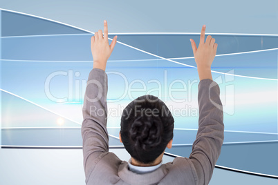Composite image of asian businesswoman pointing Composite image of asian businesswoman pointing