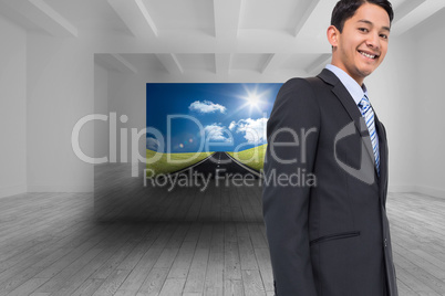 Composite image of smiling asian businessman