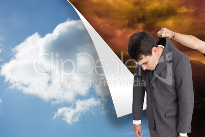 Composite image of businessman hanging Composite image of businessman hanging