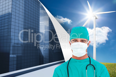 Composite image of portrait of an ambitious surgeon