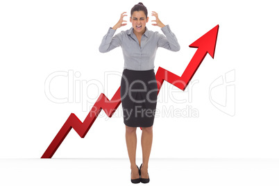 Composite image of frustrated businesswoman shouting