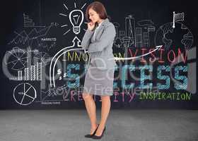 Composite image of smiling thoughtful businesswoman