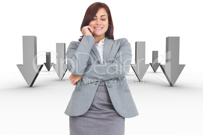 Composite image of smiling thoughtful businesswoman