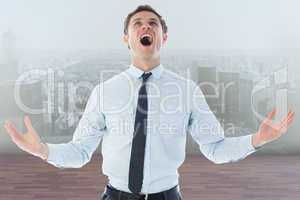 Composite image of shouting businessman