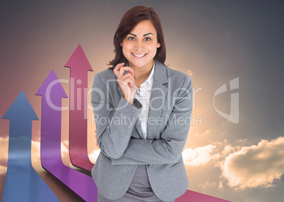 Composite image of smiling thoughtful businesswoman