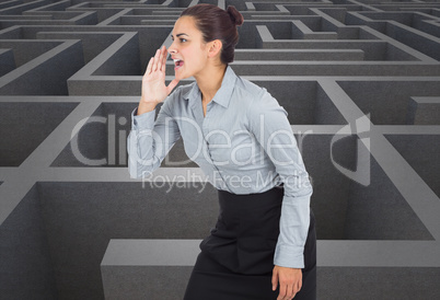 Composite image of businesswoman shouting