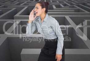 Composite image of businesswoman shouting
